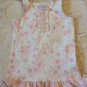 Sweet Honey 4t pink floral ruffle tank top